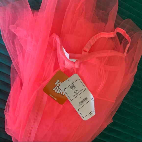 NWT Kiki Riki Neon Pink Transparent Tulle Dress LARGE - Picture 2 of 3